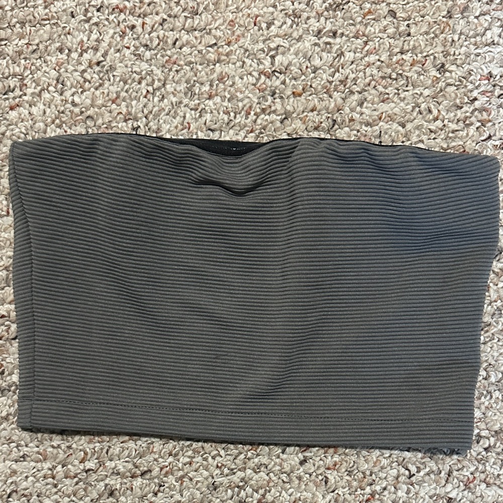 Gray Ribbed Women's Tube Top